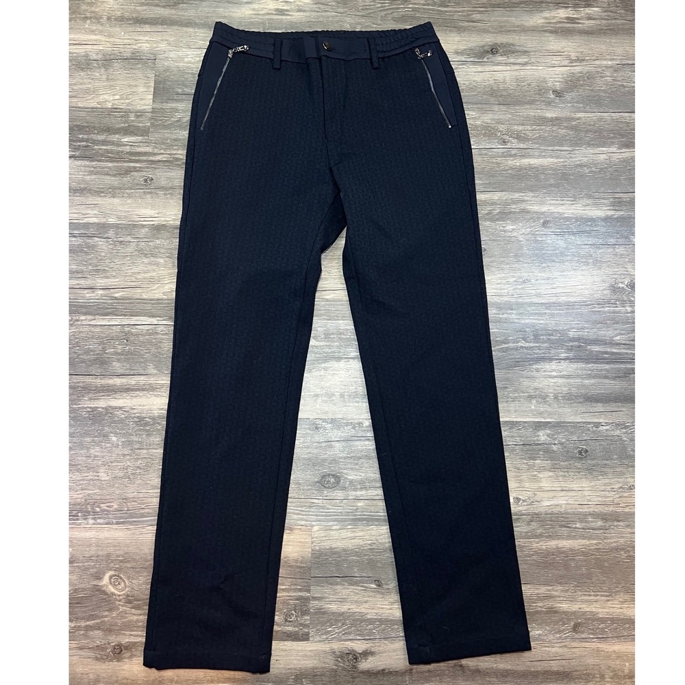 Black Tailored Workwear Pants Office Core Quiet Luxury Heart Zip Pocket 32x30‎